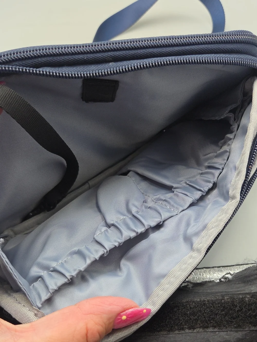 IHKWIP navy crossbody bag  textured nylon finish